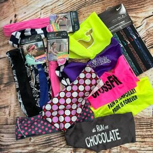 Lot of 19 Running Headbands - Nike, Hippie Runner, Scrunci - New